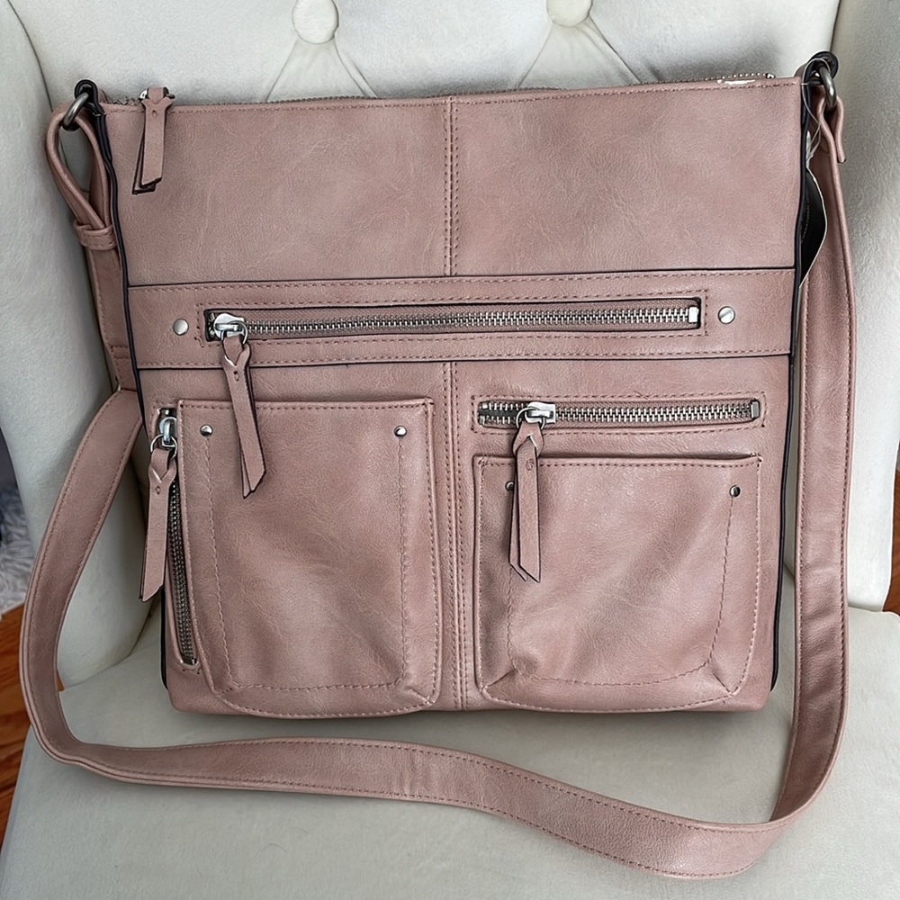 INC International Concepts ~ Riverton Messenger Large Crossbody ~ Dusty Rose~NWT